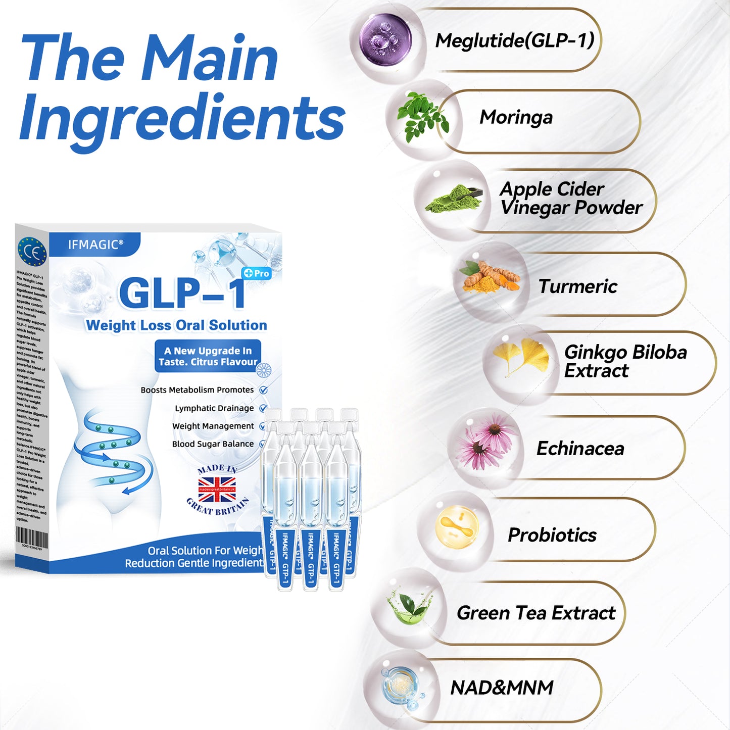 IFMAGIC® GLP-1 Pro Weight Loss Oral Solution👩⚕️One dose a day — see results in 7 days🔥Suitable for obesity, cardiovascular diseases, diabetes, sleep apnea, high cholesterol and blood lipids, joint problems, and various other conditions🌺